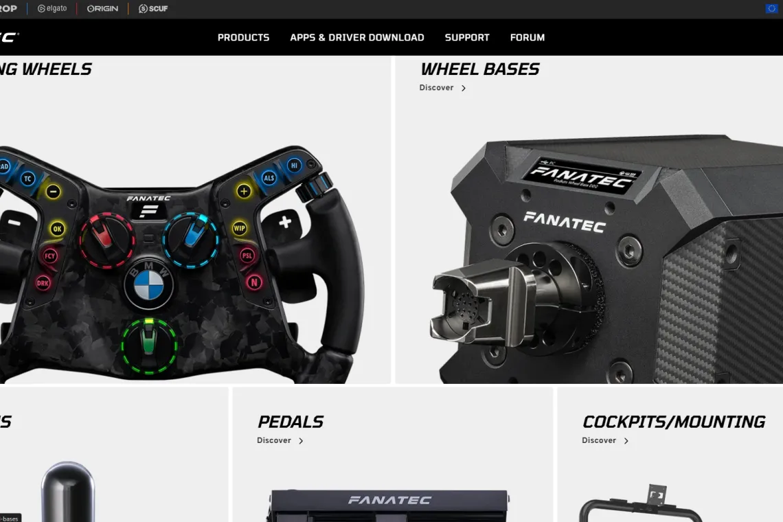 Fanatec lanceert nieuwe website in lijn met Corsair
